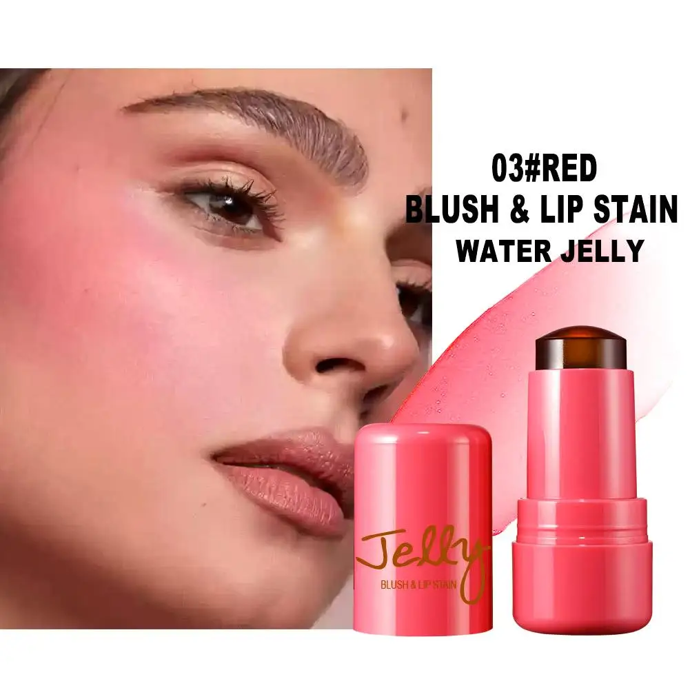 3-in-1 Cheek Lip Tinted Moistured Blush Stick Eyes Cheek Lip Brighten Cream Water Jelly Tint Stick Matte Contour Makeup 8 Colors