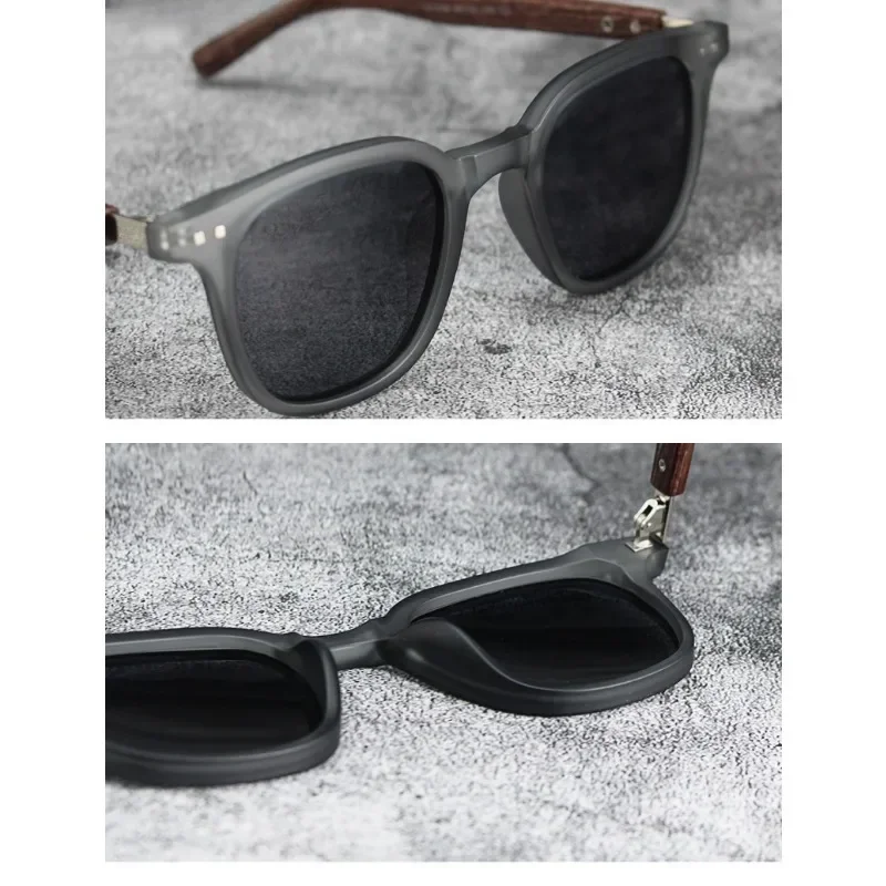 Wood-Grain Retro Sunglasses