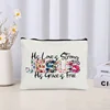 Love Jesus Pattern Zipper Makeup Bag Christianity Catholicism Cosmetic Cases Faith in Jesus Christ Travel Lipstick Pouch Gifts 4