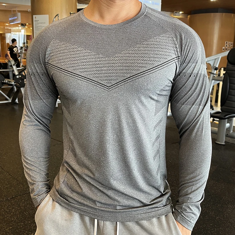 Men Fitness Compression Sport Shirt Running Long Sleeve Upper Clothing Crew Neck Swearshirt Male Rash Guard Wicking compression t shirt sport t shirt running t shirts fitness clothes running t shirt men undershirts