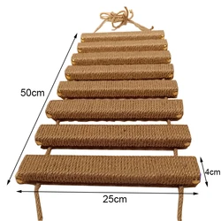 Cat Climbing Ladder Bridge with Sisal Rope - Wooden Pet Furniture & Scratch Toy (50cm full sisal)