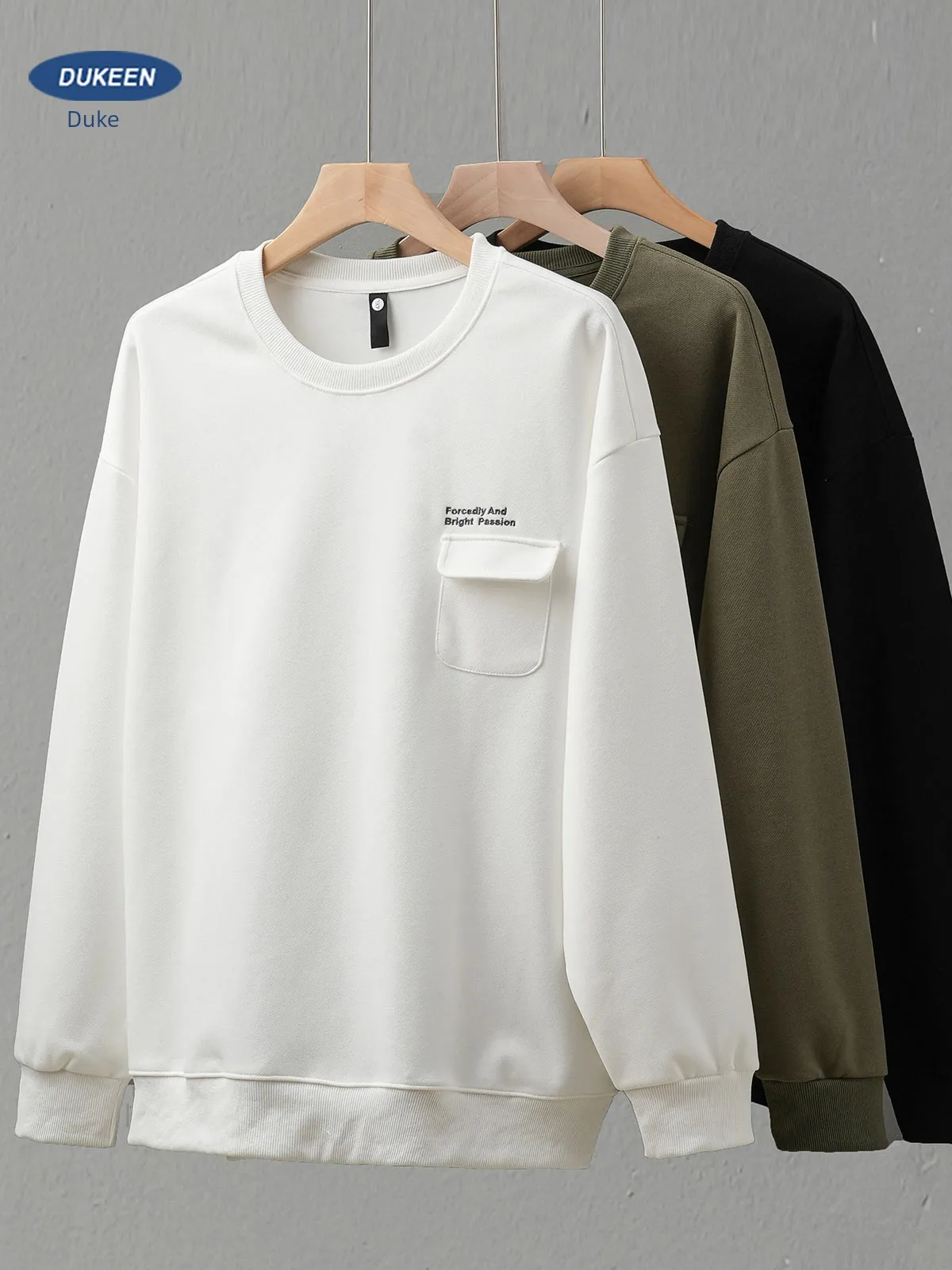 

EN400G Round Neck Hoodie Men's Spring And Autumn American Style Loose Fitting EmbroidErEd Pocket Bottom Shirt Long Sleeved