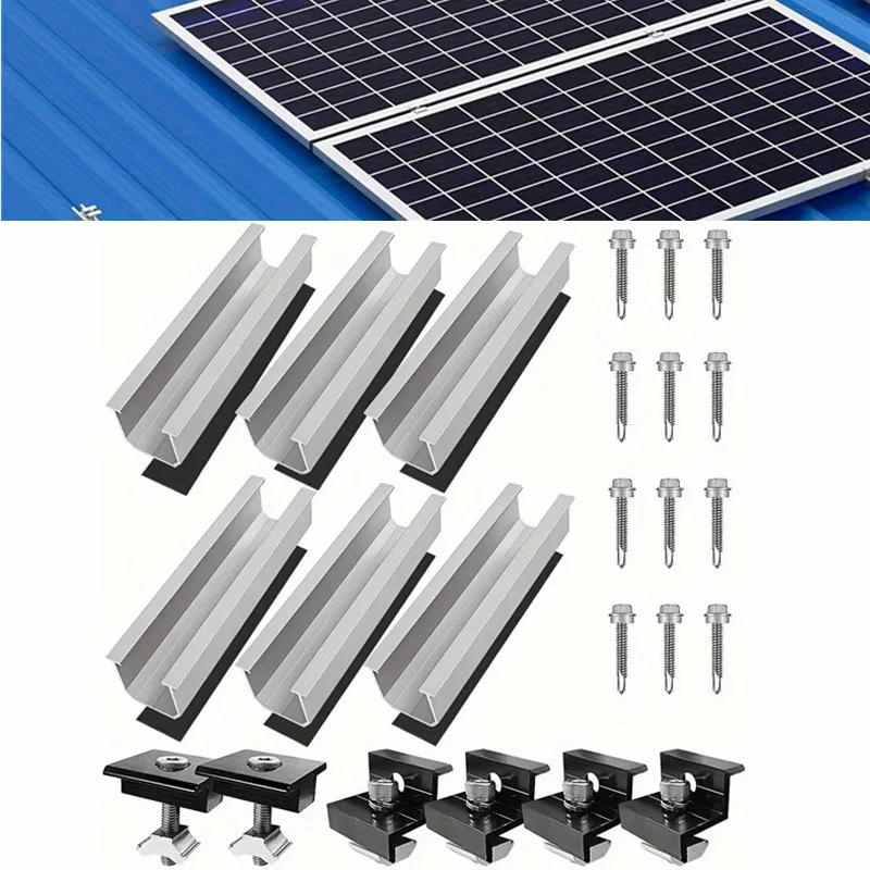 Solar Photovoltaic Bracket Aluminum Alloy Clamp 12Pcs/set For Solar Module Panel Racking Mounts Accessories