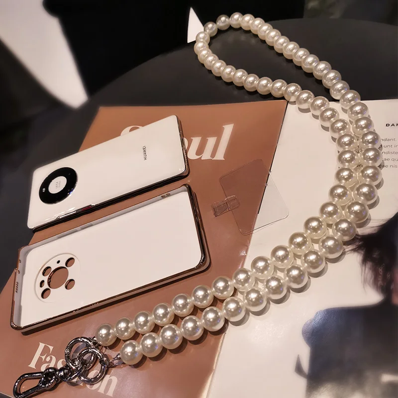 New Lanyard Long Can Crossbody Hanging Chain Large Pearl Hand-beaded Hanging Neck Belt Buckle Phone Case Cover Clip 