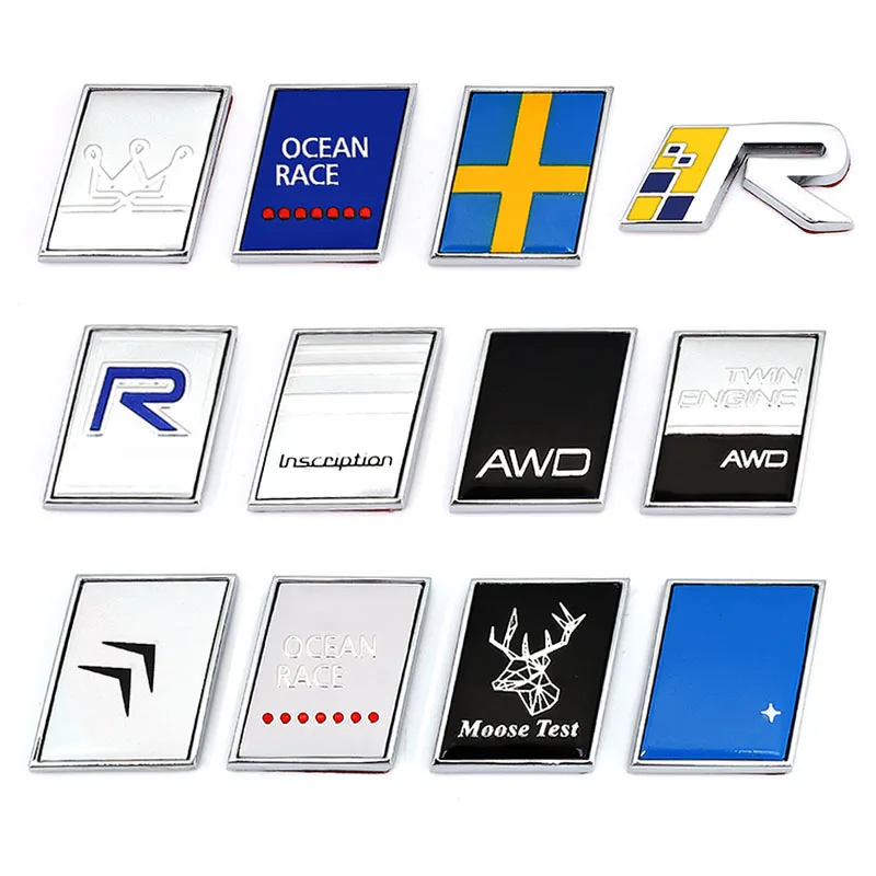 3D Metal R Design Awd Moose Test Logo Emblem Badge Decalcomanie Adesivo Per Auto Per Volvo Ocean V40 V60 V90 Xc60 Xc90 Xc40 S60 S90 S80 C30