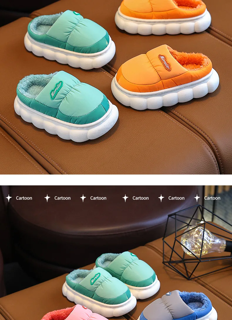 Children Winter Slippers - Waterproof Kids Cotton Slippers | Warm Woolen Home Shoes