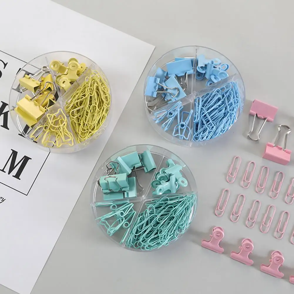 

84Pcs Paper Clips Strong Clip Stationery Mini Cute Colorful Paper Ticket Dovetail Clips Combination Set Office Supplies