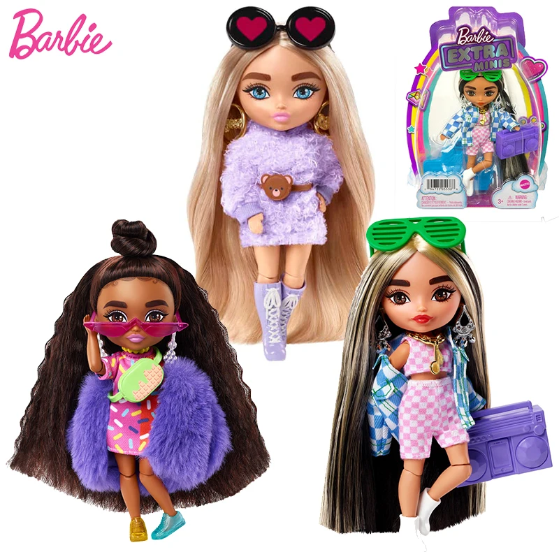 

Original Barbie Doll Extra Minis 5.5-inch Multi-joint Mobility Body Kids Toy Figure Fashionistas Icon Dolls for Girls with Stand