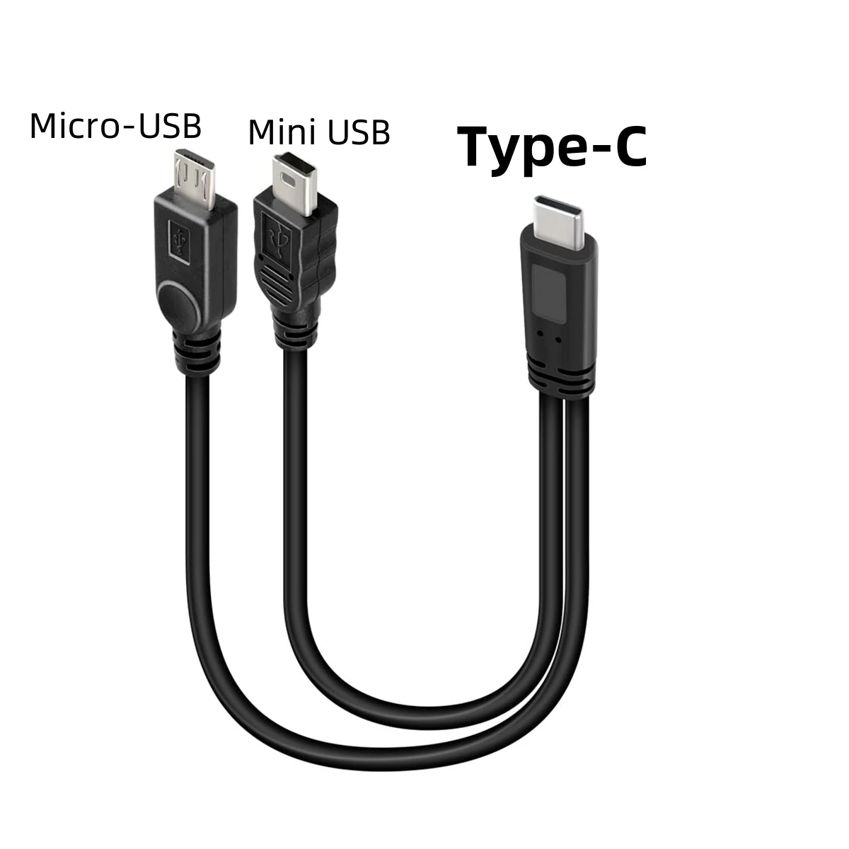 Compact USB-C Y Splitter Charging Cable - 2-in-1 Type C to Mini Micro Charge Cord