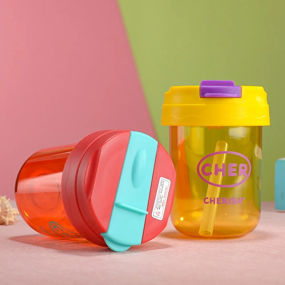 Portable Plastic Straw Cup 300mL Water Bottle