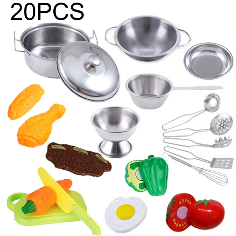 Stainless Steel Kitchen Toys Mini Kitchen Set For Kids 13/15/20PCS