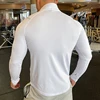 Spandex Long Sleeve finger Men Running Fitness Tshirt elastic Quick Dry Sports Bodybuilding Training stand collar Shirts 3