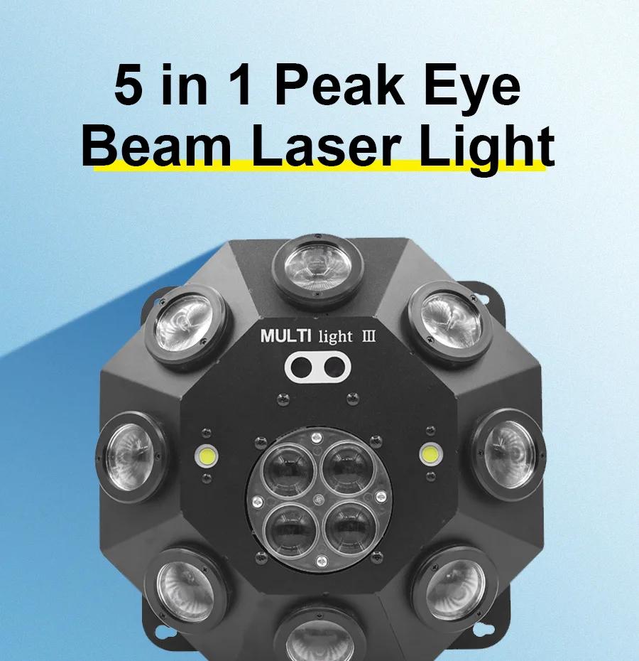 New RGBW Bee Eye 5 In1 Led Laser Beam Spider Disco Moving Head Light By DMX Cont
