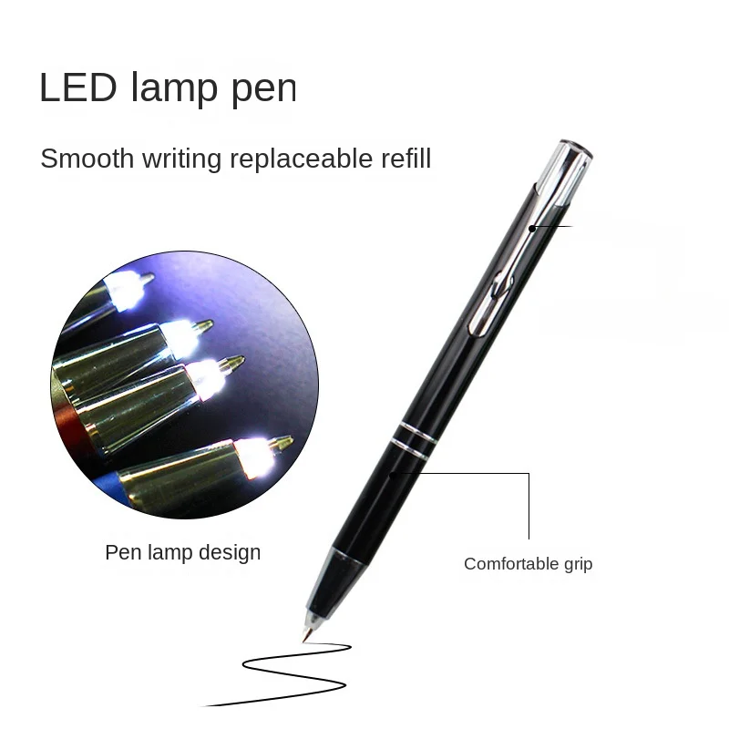 

Ballpoint Pen Metal LED Light Pen Color Aluminum Rod Push Light Pen