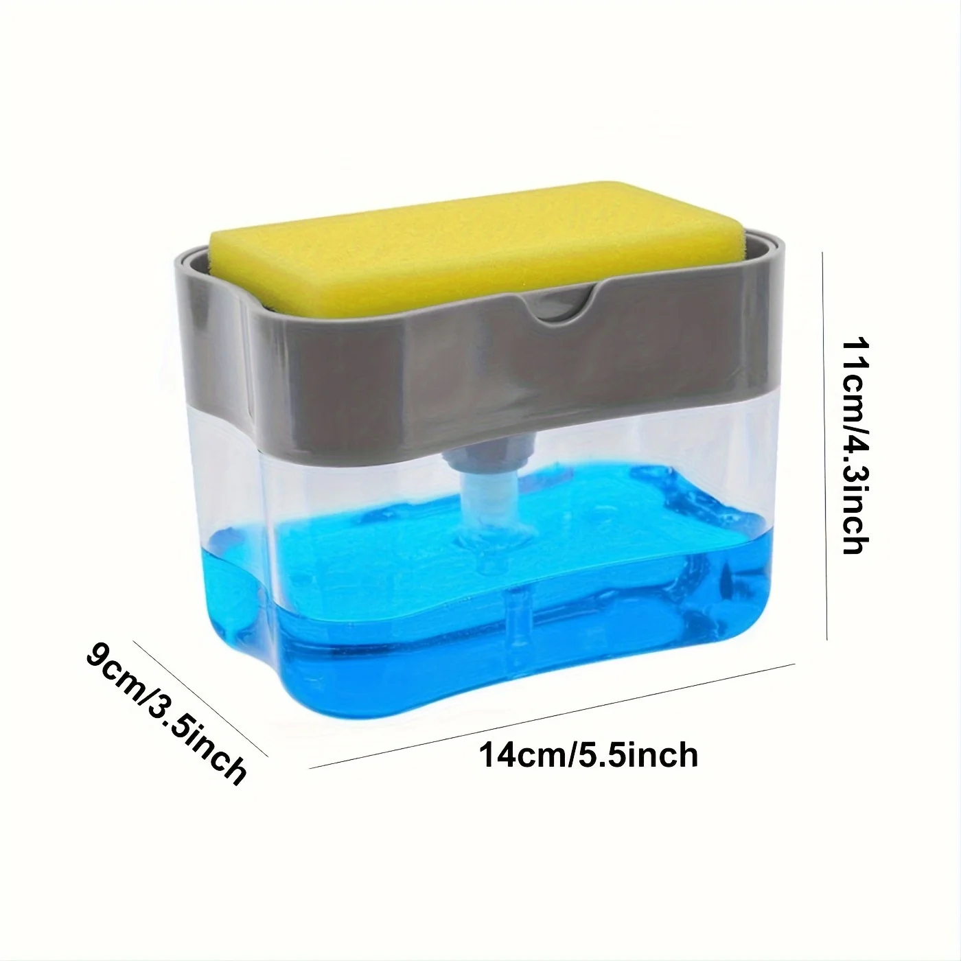 Dish soap pump dispenser and sponge holder metallic silvery for kitchen sink no sponge 1pc