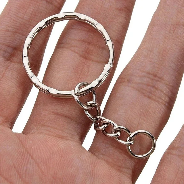 10Pcs/set New Key Ring Nickel Plated Embossed Keychain DIY Pendant Accessories for Women