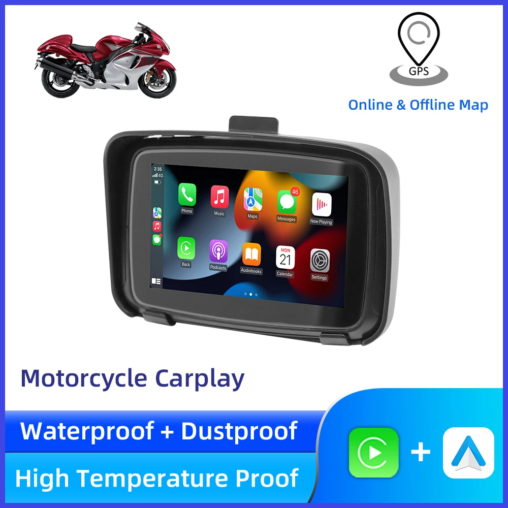 Wireless Carplay For Motorcycle Apple Carplay 5inch Waterproof Gps