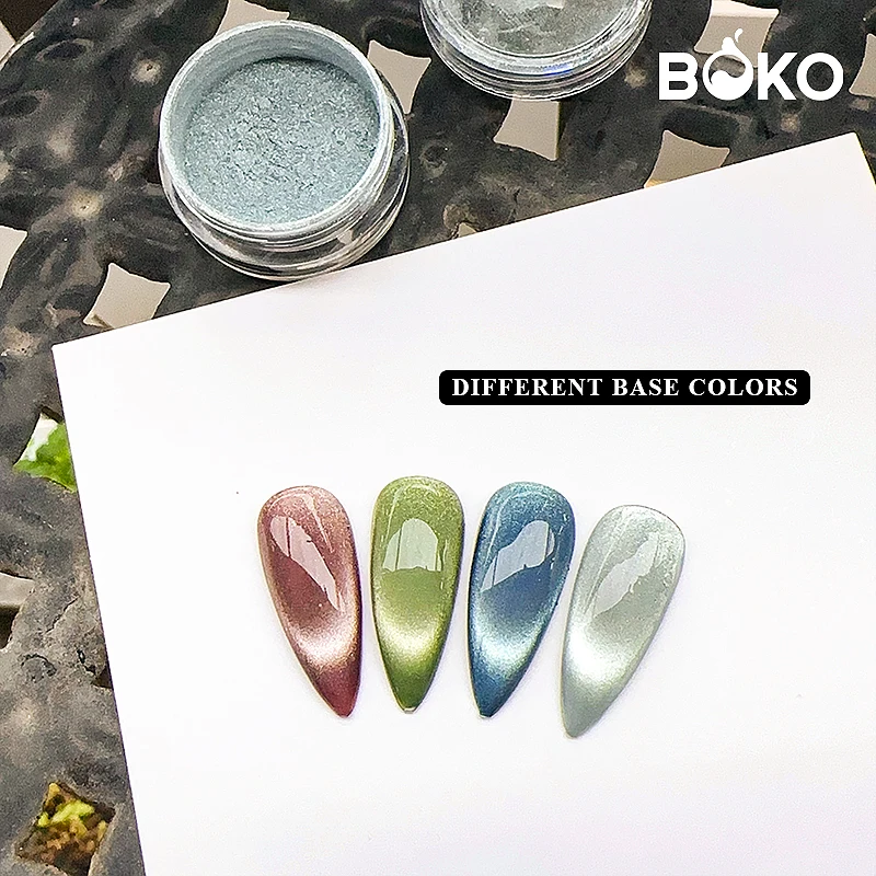 BOKO New Silver White Cat Eye Magnetic Powder Glitter 9D Magnetic Effect for Nail Art Gel Nail Polish