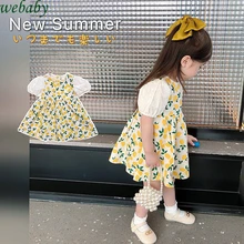 

Summer Fashion Toddler Kids Long Sleeve Floral Princess Dress For Girls Baby Cute Korean Style Straight Dress Children Clothing