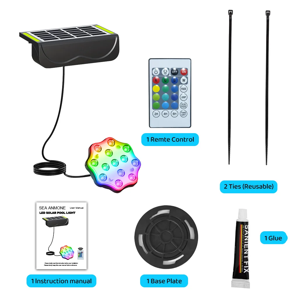 Solar Submersible Pool LED Lights with Remote 6