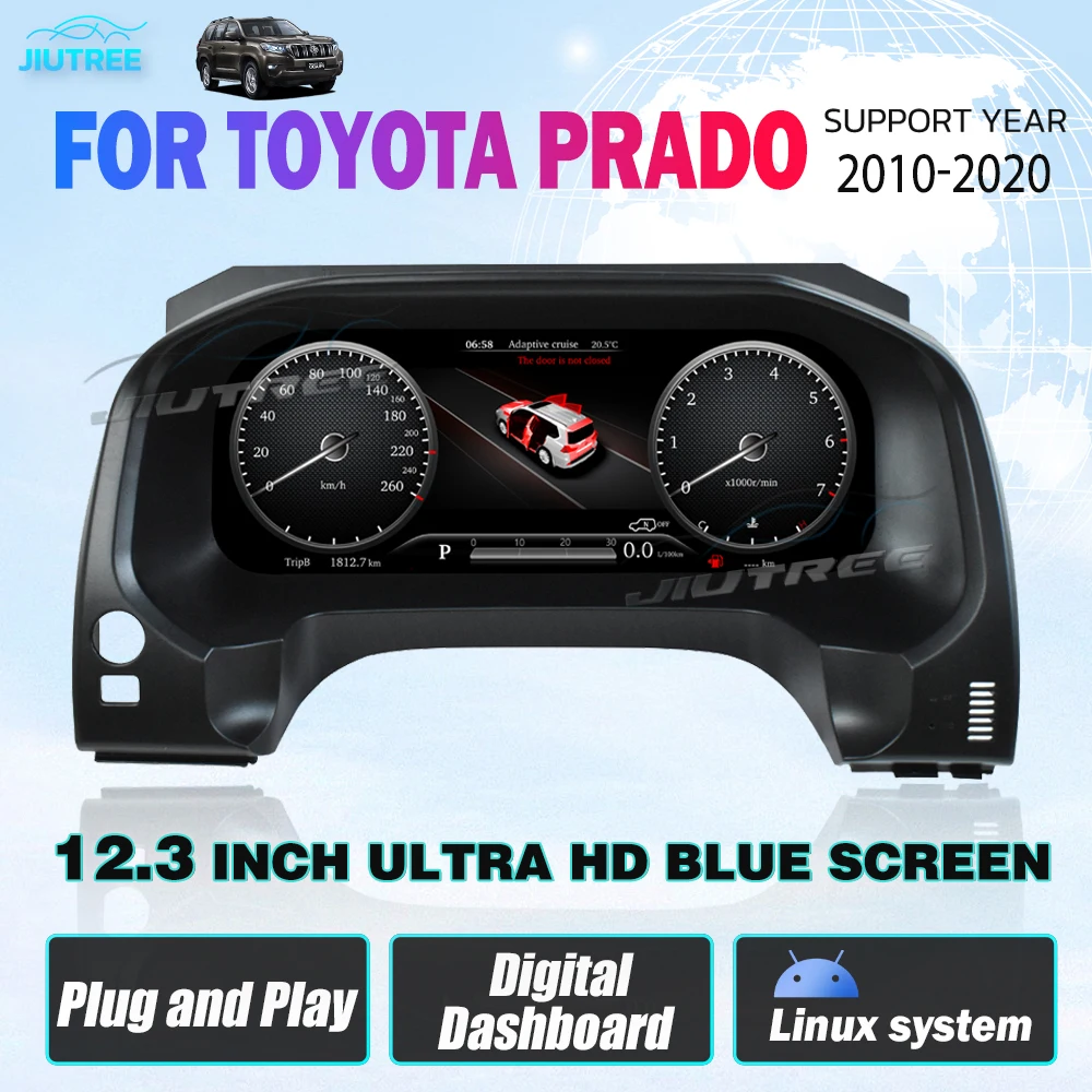 

12.3 Inch Digital Dashboard Panel For Toyota Prado 2010 2011-2020 IPS Speedometer Screen Virtual Instrument Cluster CockPit