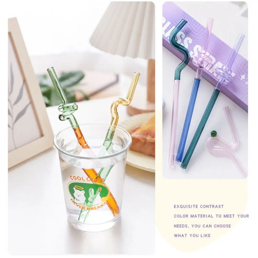 Description Picture 5 of itemINS Style Glass Straw Gift Box Set Transparent Color Drinking Tube Washable Reusable Juice Milk Drinking Tube Bar Accessories