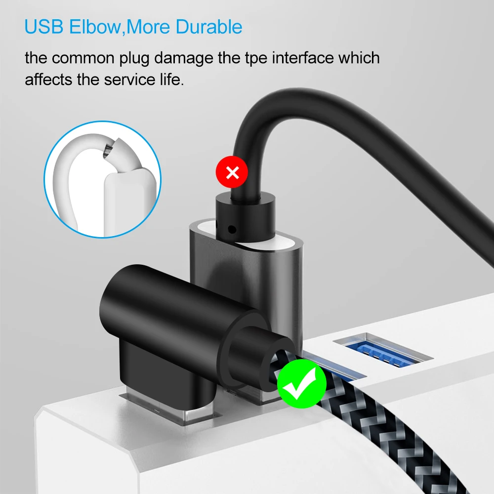 USB A to Lightning Fast Charging 90-Degree Cable - Premium Phone Accessory