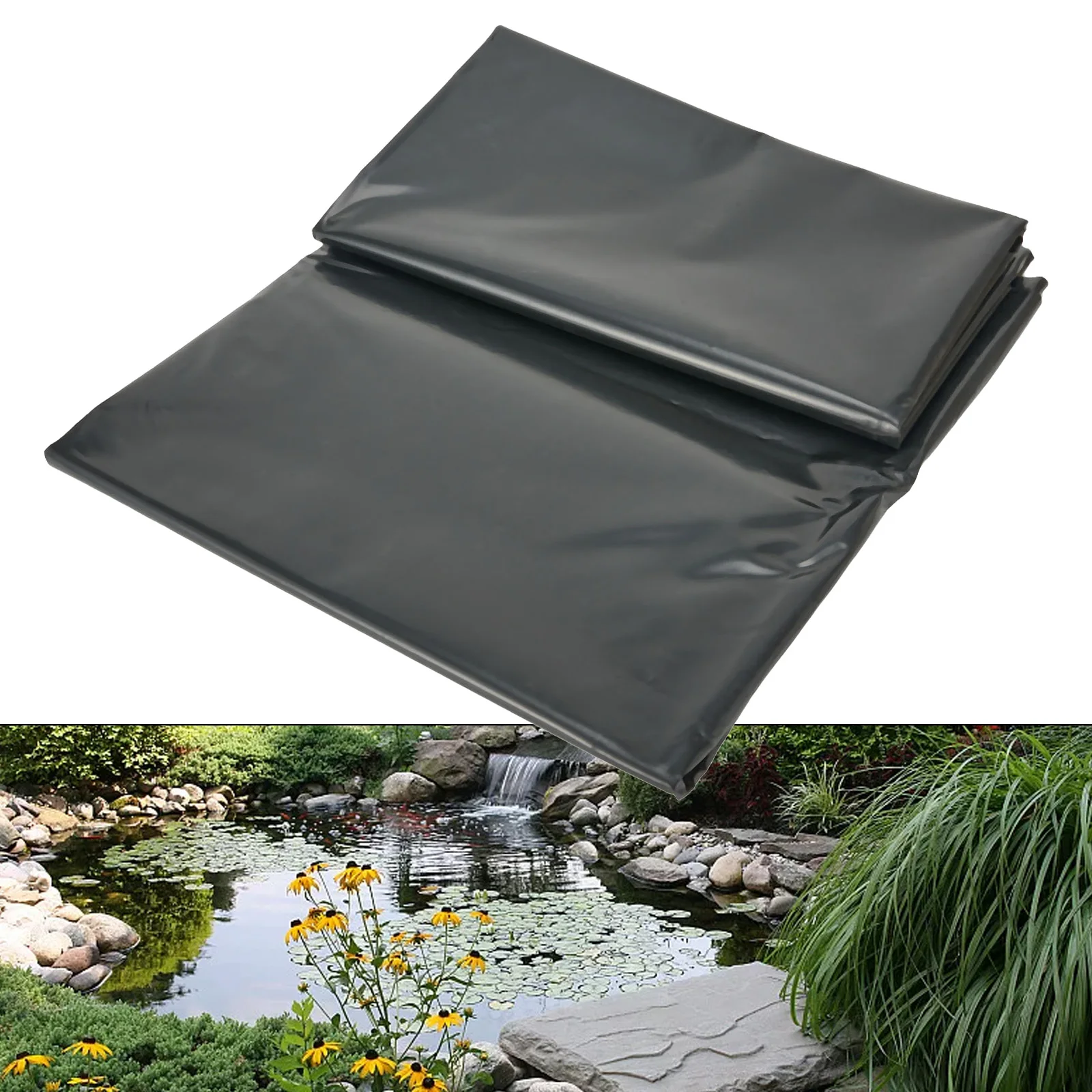 Telo Per Laghetto Da Giardino In HDPE - 0,3 Mm, Nero, 2.1x3 Metri, Impermeabile E Resistente - Foto 3