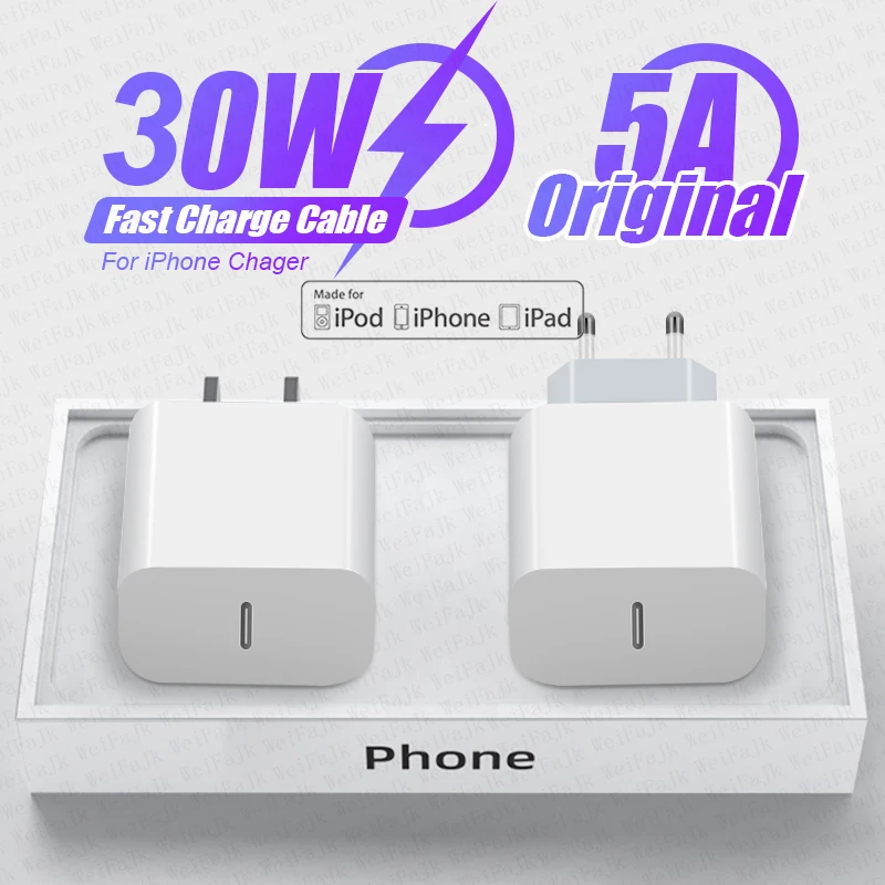 Apple Original PD 30W USB C Chargeur pour iPhone 14 13 12 11 Pro Max