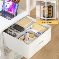 40"Gaming Computer Desk with Power Outlets RGB LED Lights Office Desk with Drawer Storage Shelves Monitor Stand For Small Space 6