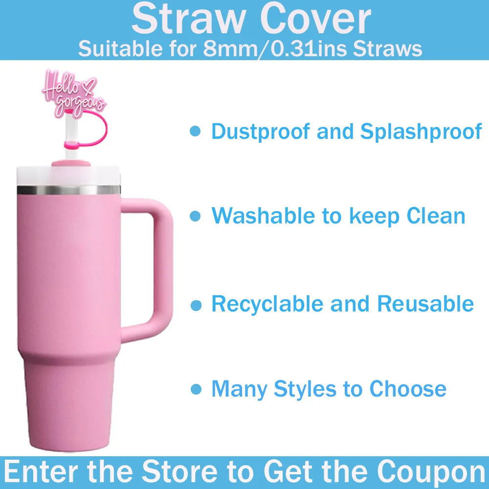 5PCS 8mm Straw Covers for 30&40Oz Drinking Cup Accessories Dustproof Straw Topper Drinkware Plug Silicone Cap Reusable