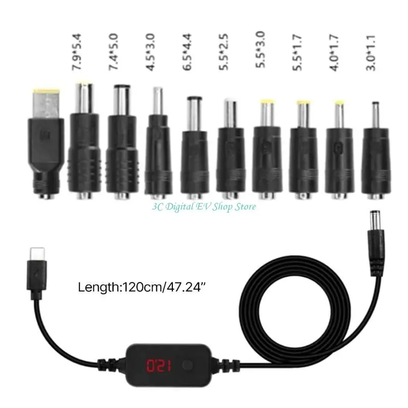 E74D PD TODC 어댑터 케이블 5V 9V 12V 15V 20V 조정 가능한 Typec TODC 10 어댑터 코드