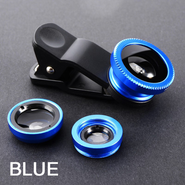 New Fish Eye Lens Wide Angle Macro Fisheye Lenses 3 in 1 Camera Lens Kits With Clip