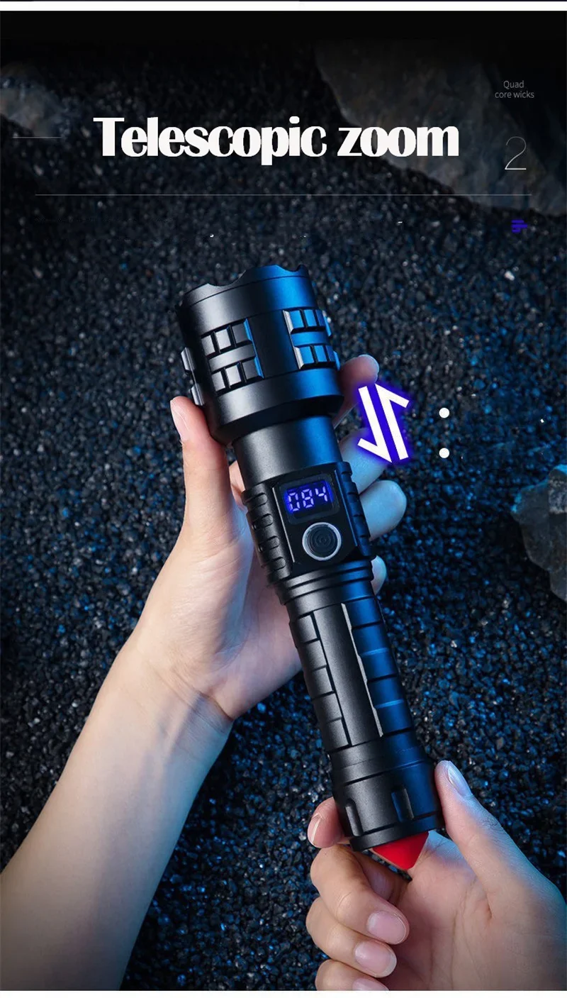 Description Picture 3 of itemWhite Laser Super Powerful Flashlight Zoomable Aluminum Alloy Body Rechargeable Light High Power LED Flashlight Tactical Lan