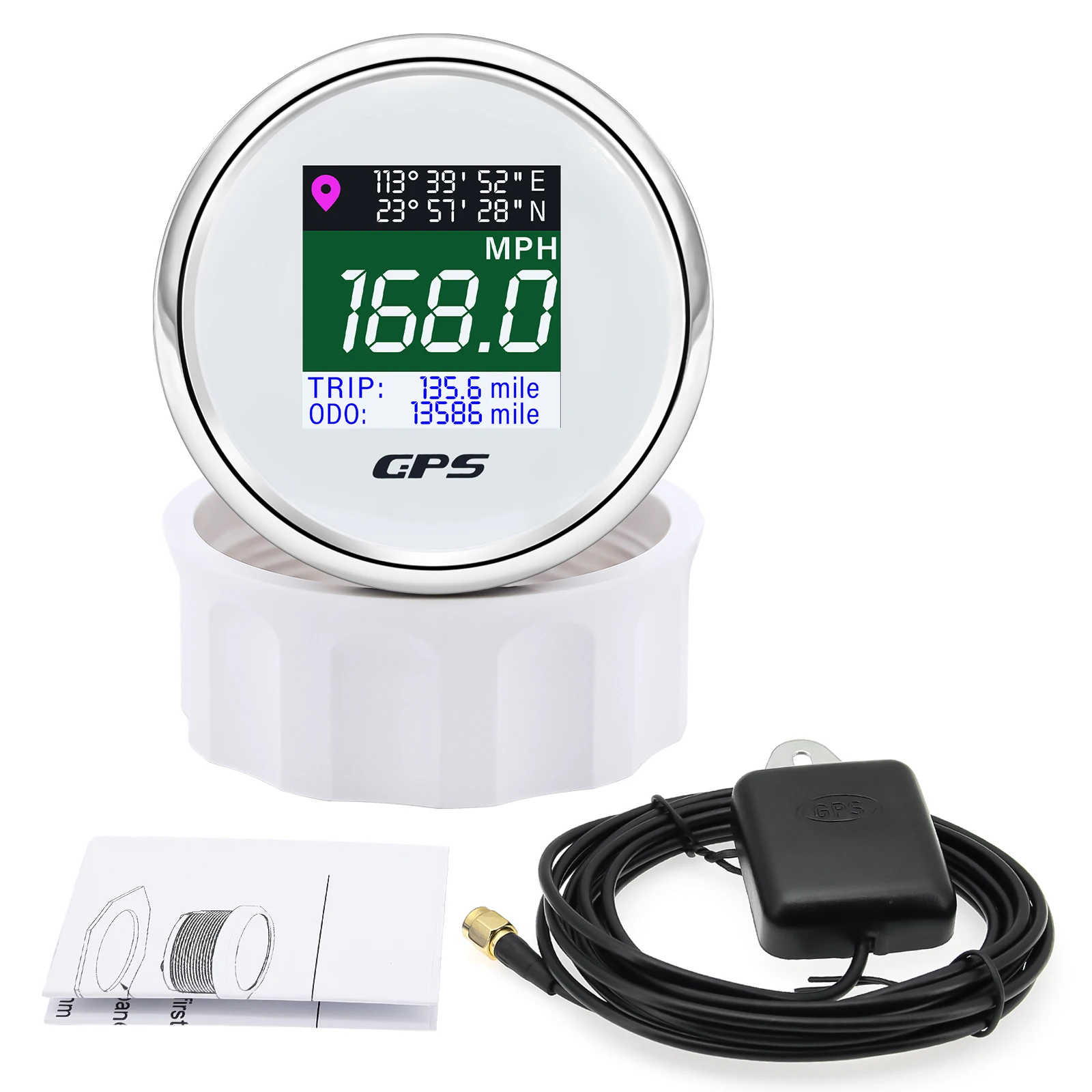 52mm Waterproof TFT Screen LCD Digital GPS Speedometer Gauge Km/h MPH Knots Adju