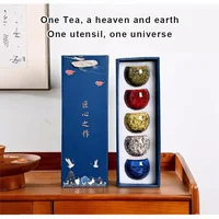 Gift Box & Five Elements Gift Box Kiln Change China Ceramic Tea Cup Porcelain Kung Fu Cups Set Pottery Coffee Mug Tableware Cup 6