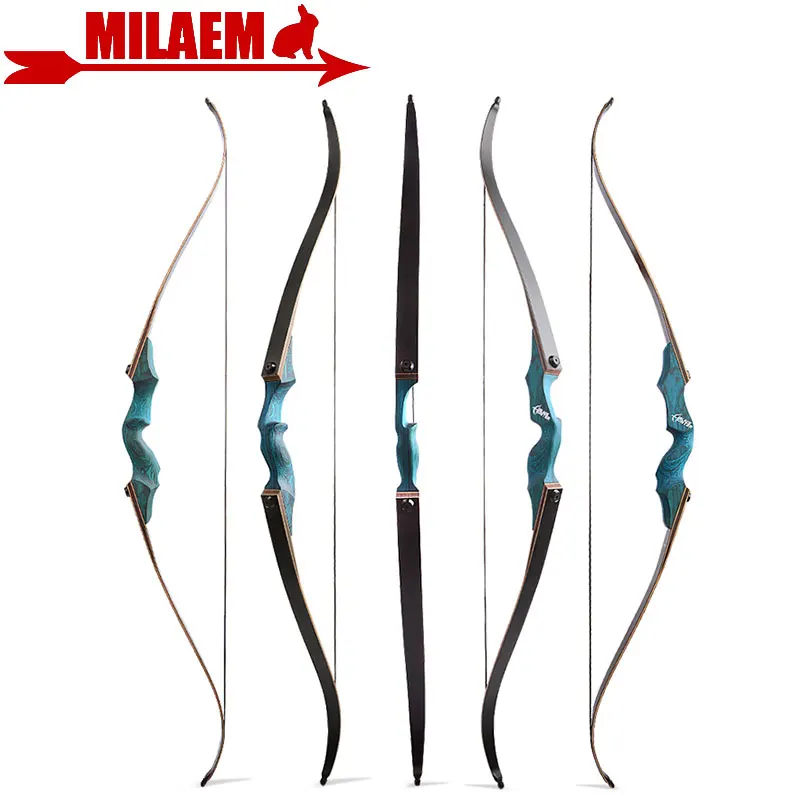 60" Takedown Recurve Bow Wooden Archery 20-60lbs Bamboo Core Limbs American Hunt 