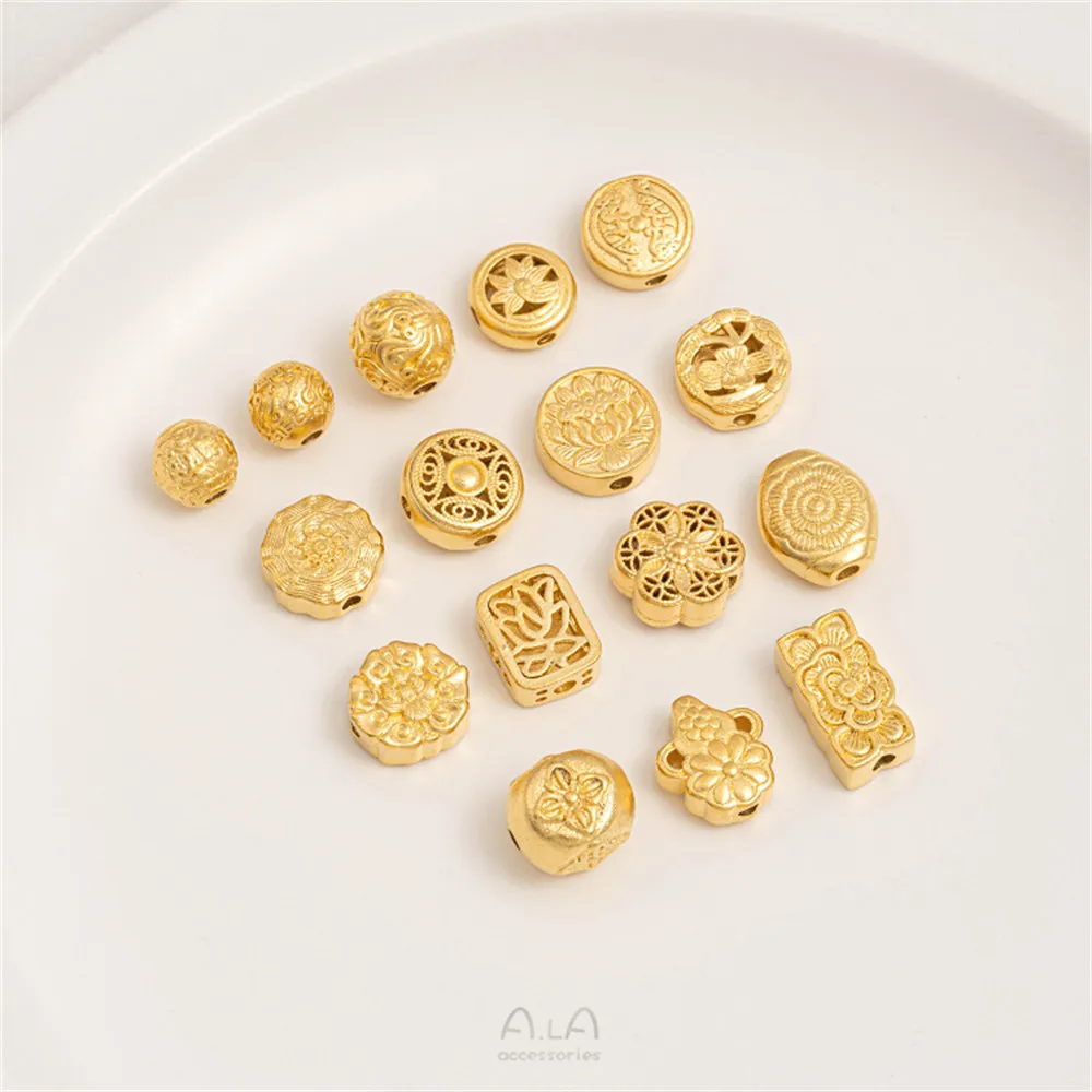 Золотистый узор, круглые бусины,