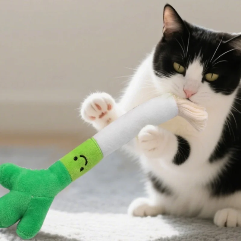 Jouet à mâcher en peluche pour animaux de compagnie, résistant aux morsures, avec clochette en forme d'oignon vert simulé, pour nettoyer les dents et jouer de manière interactive avec les chiens et les chats._voghion.com