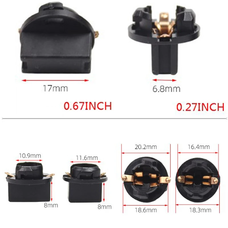T10 Socket Dashboard Instrument Panel Socket T10 W5W 168 192 194 Twist Lock Wedge Bases Lamp Dash Bulb Plug 10pcs