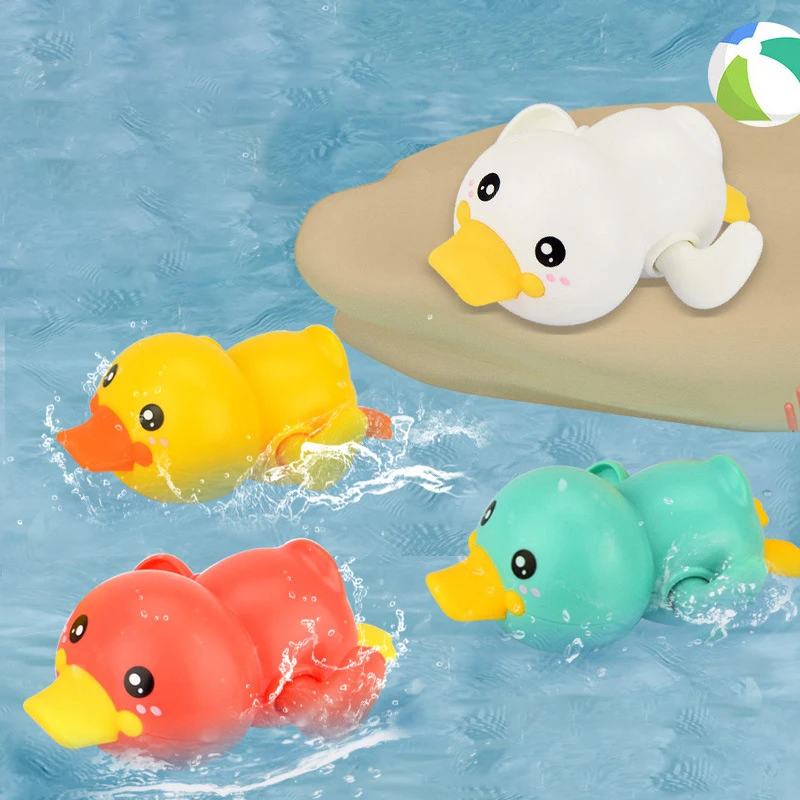 

New Summer Bathroom Bath Shower Baby Clockwork Swimming Children Play Water Cute Little Duck Bathing Bathtub Toys For Kid Gifts