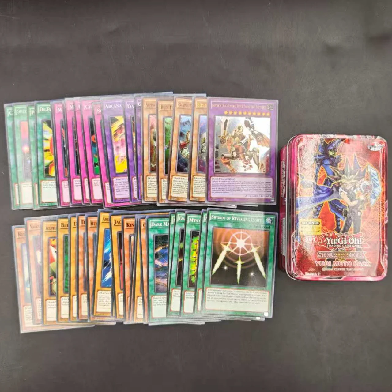 Yu-Gi-Oh Holographic Golden White Dragon Duel Game Card Collection with Tin Box