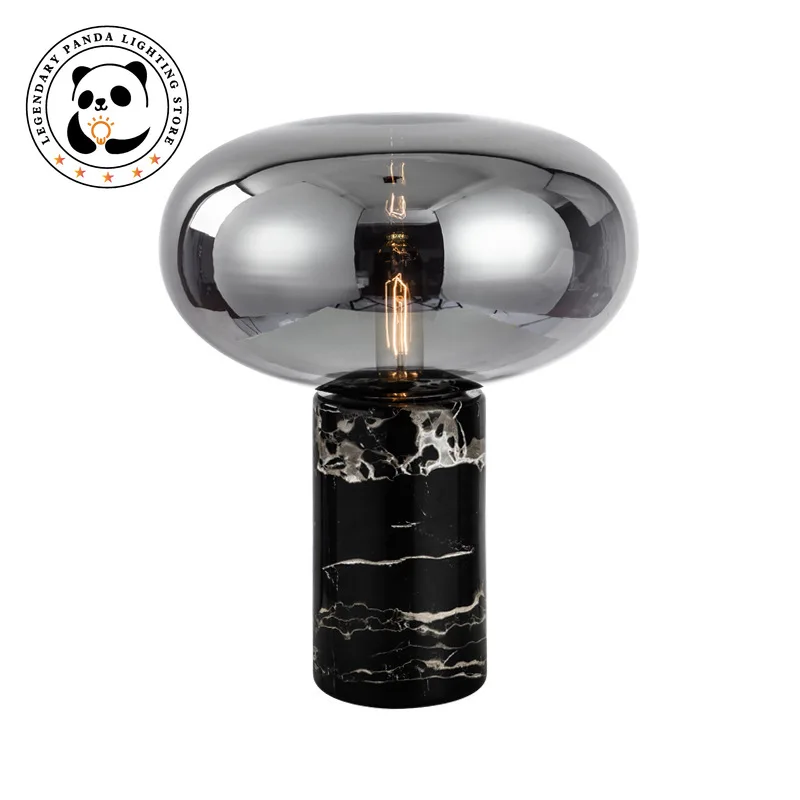 Postmodern Minimalis Table Lamps Luxury Glass Ball Lampshade Marble Luminaria Bedroom Parlor Study Home Decoration Light Fixture