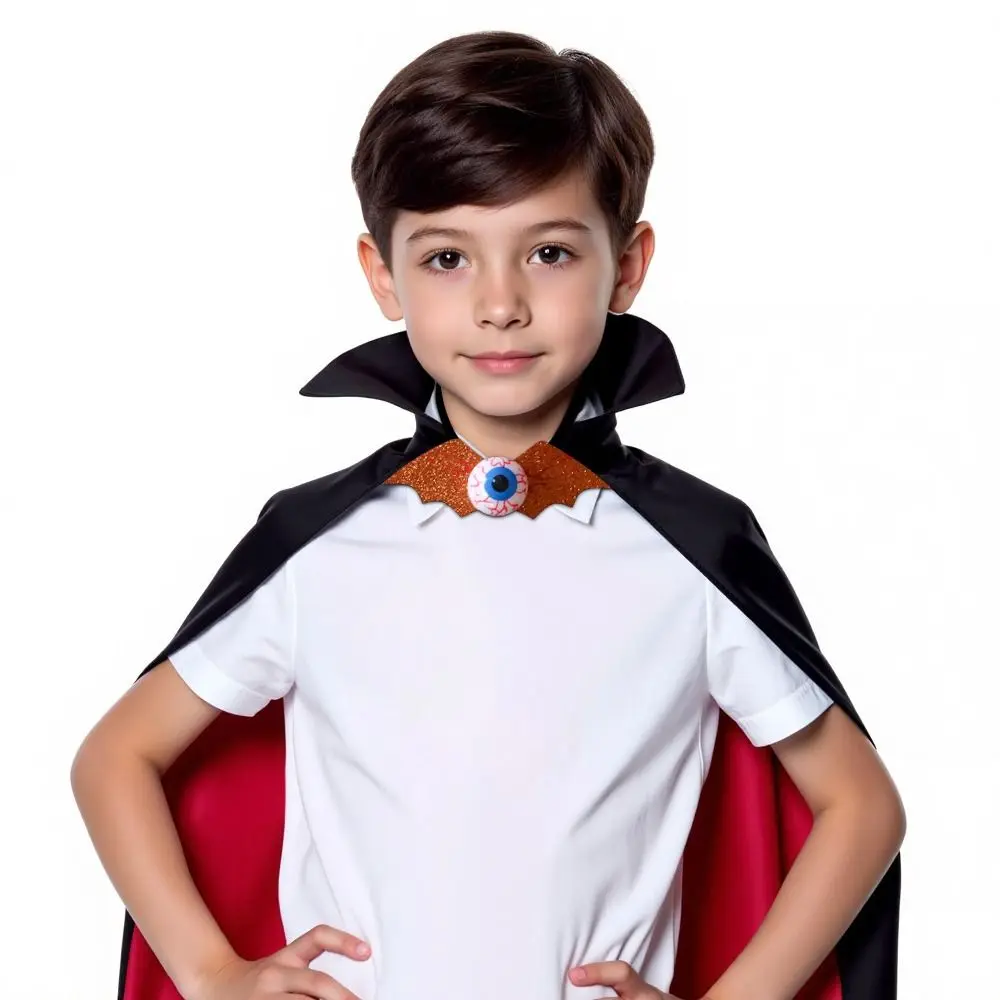 Spooky Halloween Light Up Eyeball Tie Haunted Realistic Gold Dust Bat Bow Tie Adjustable Straps Reusable Halloween Tie Props