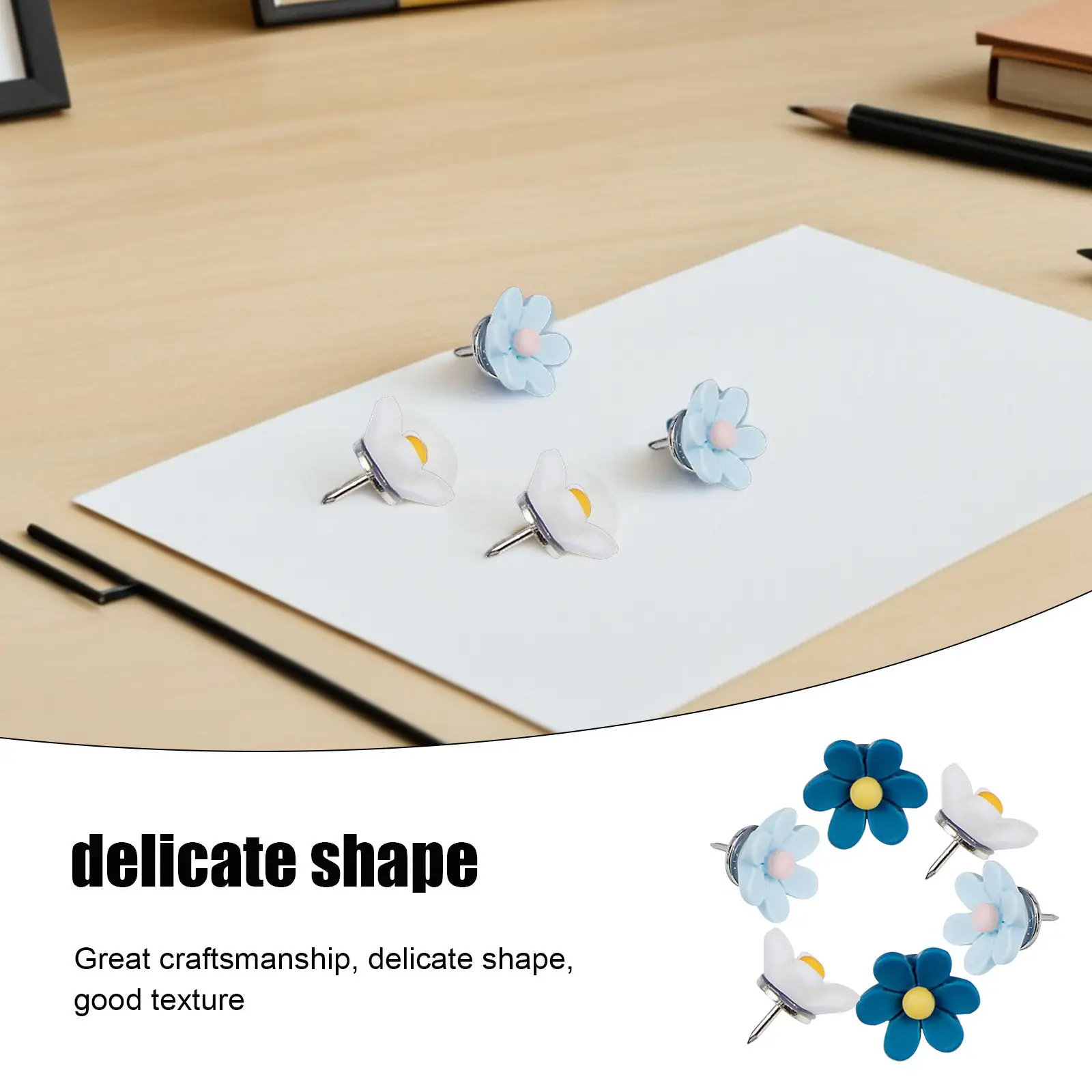 50개 장 꽃 모양 푸시핀 레진 꽃무늬 써머핀 게시판 코르크보드 사진 벽 사무실 학교 공예 용품