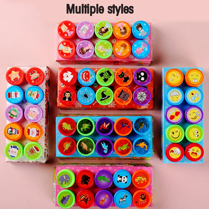 10 pcs Cute Cartoon Children's Stamps Toys Children's Stamps Scrapbooks DIY Painting Albums Decorative Personalized Stamp