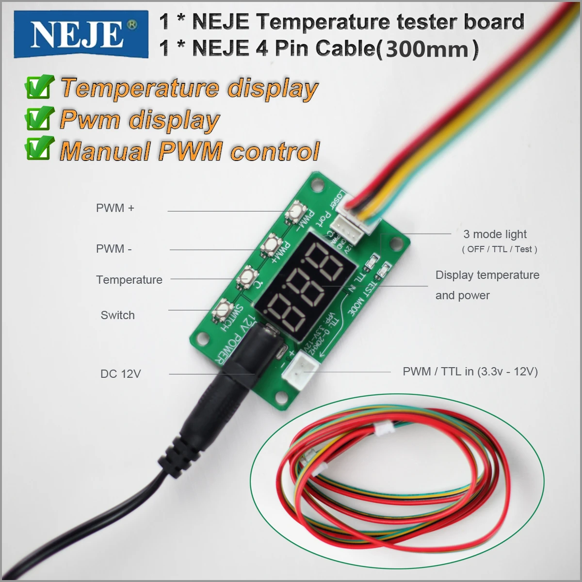 NEW NEJE Temperature Test Board TTL PWM Tester for Laser Module Master Max Accessories Shows & Power | Инструменты