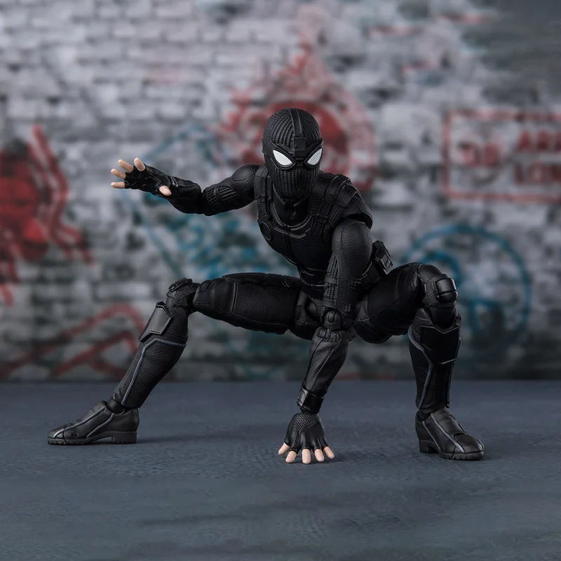 Nuovi Giocattoli Caldi Anime Marvel Avengers Shf Spider Man No Way Home Black Stealth Suit Multi Joint Mobility Model Figurine Fans Gifts