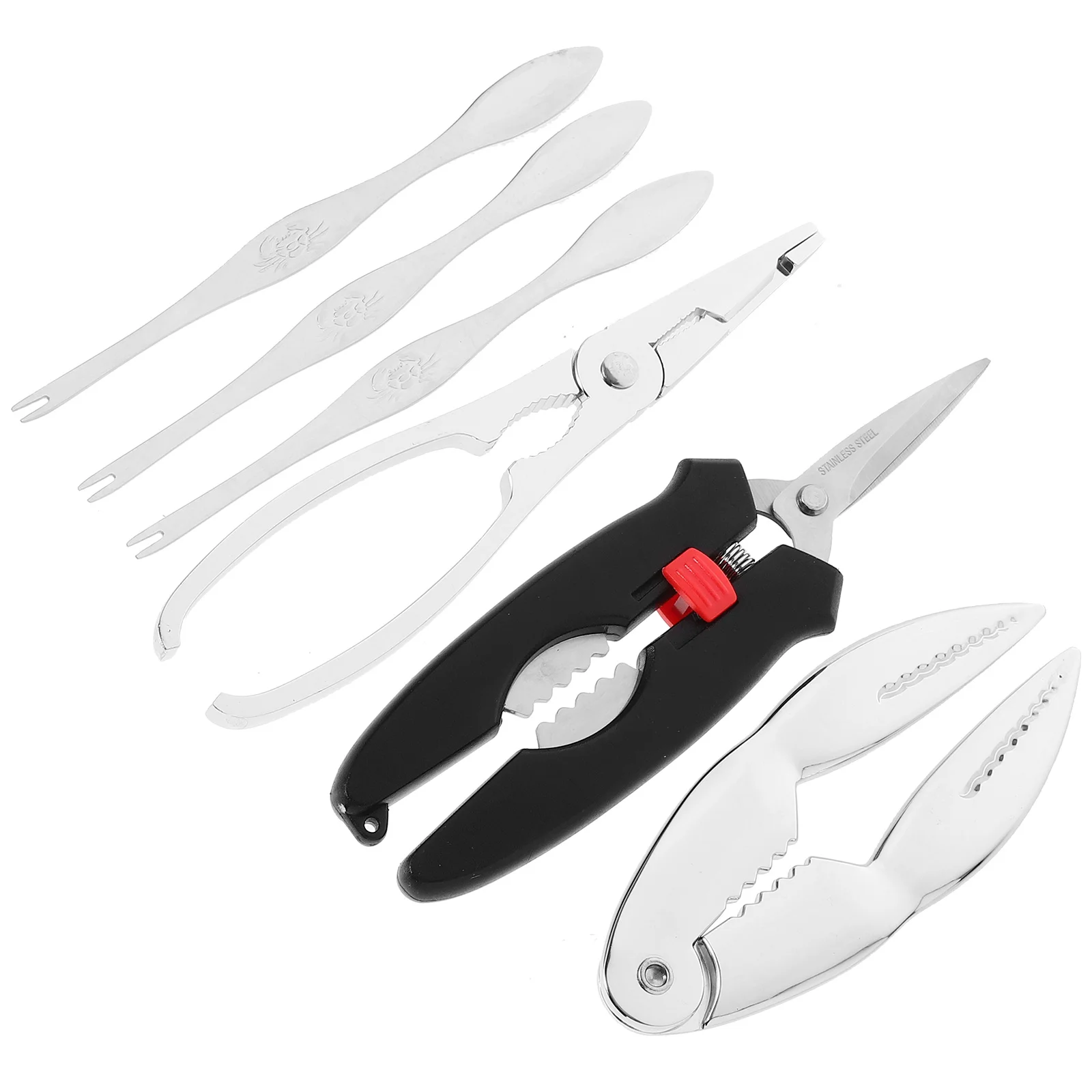 

Kesyoo Seafood Tools Nut Plier 6Pcs Seafood Scissors Crab Crackers Tools Crab Leg Crackers Picks Set Picks Knife Shellfish