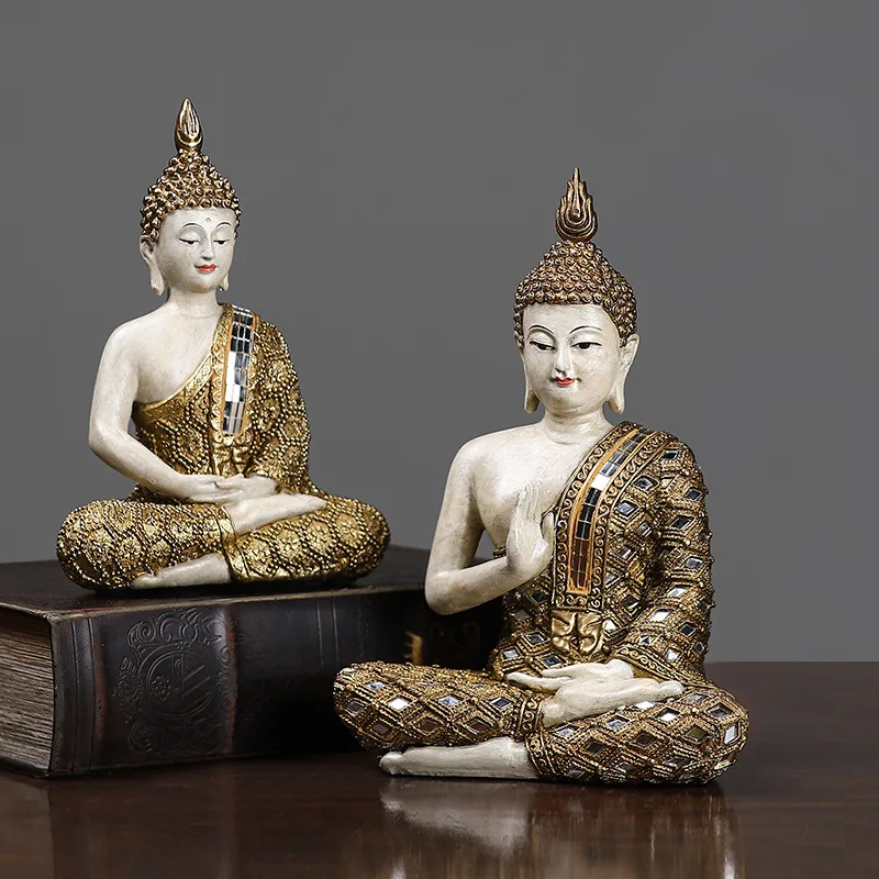 20cm High Feng Shui Resin Crafts India Buddhism Buddha Statue Home